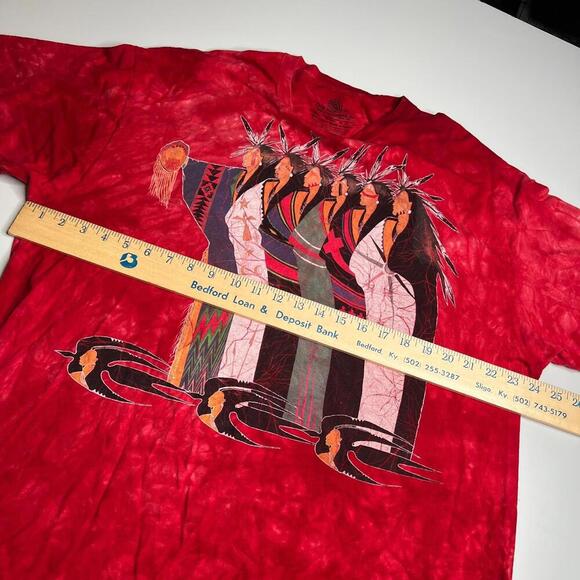 The Mountain Native American Graphic T-Shirt 2XL Red Tie Dye Southwest Art USA - Picture 4 of 8